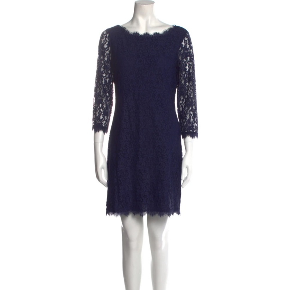 Diane Von Furstenberg Zarita Blue Lace Mini Dress Size 8